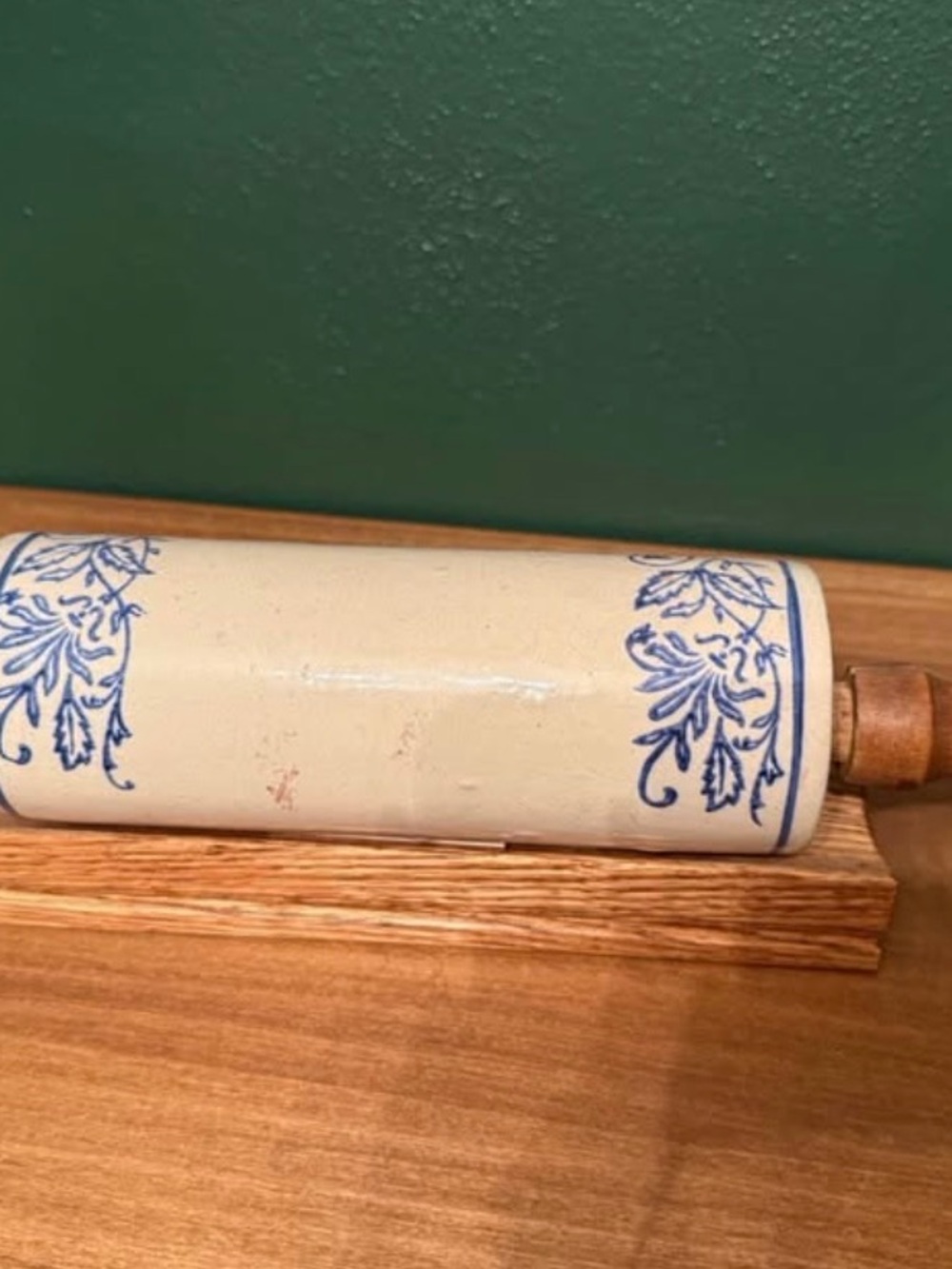 Western Stoneware Ceramic Rolling Pin & Display Stand